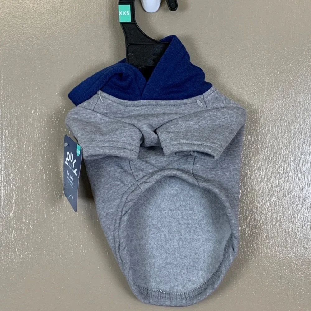 Youly The Comic Pet Dog‎ Hoodie XXS Gray & Blue 9-11 Inches